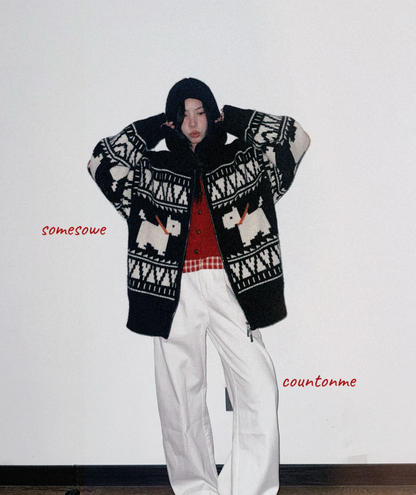Mosaic Terrier Hooded Cardigan