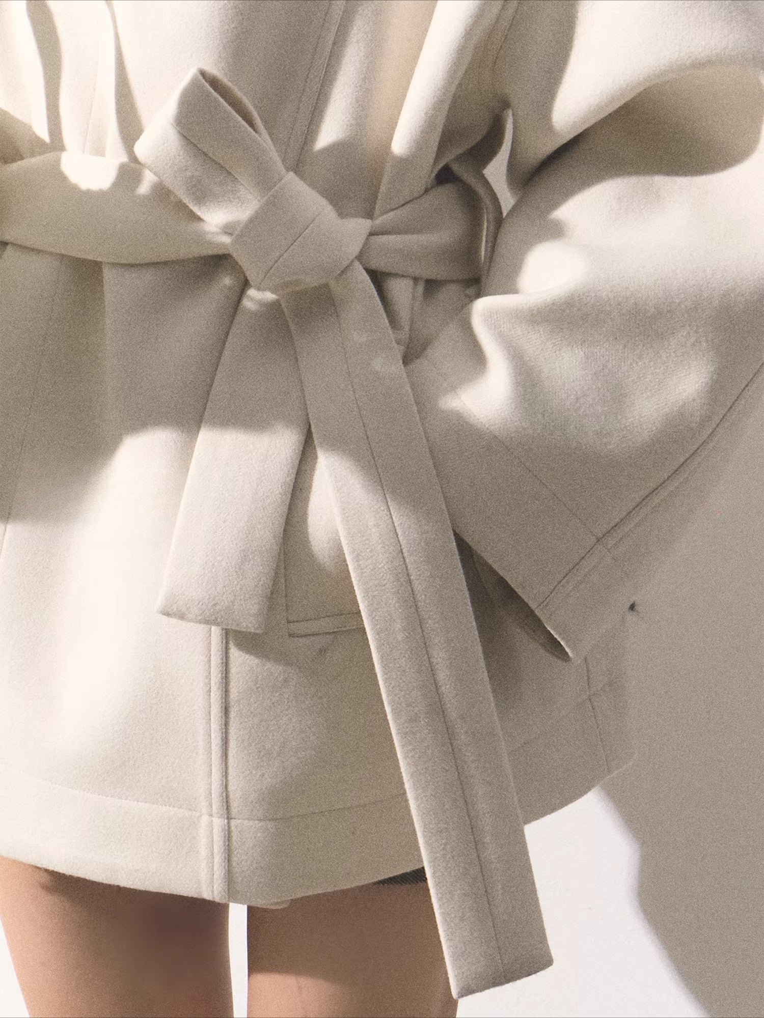 Stand-Collar Wool Short Coat