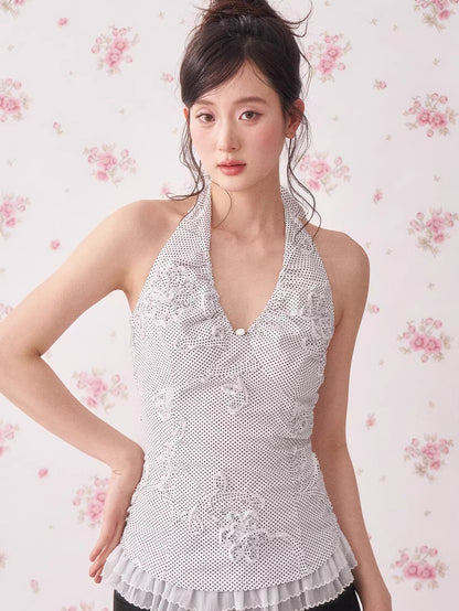 Polka Dot Halter Tie Camisole