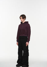 Black & Burgundy Cropped Hoodie - CHINASQUAD