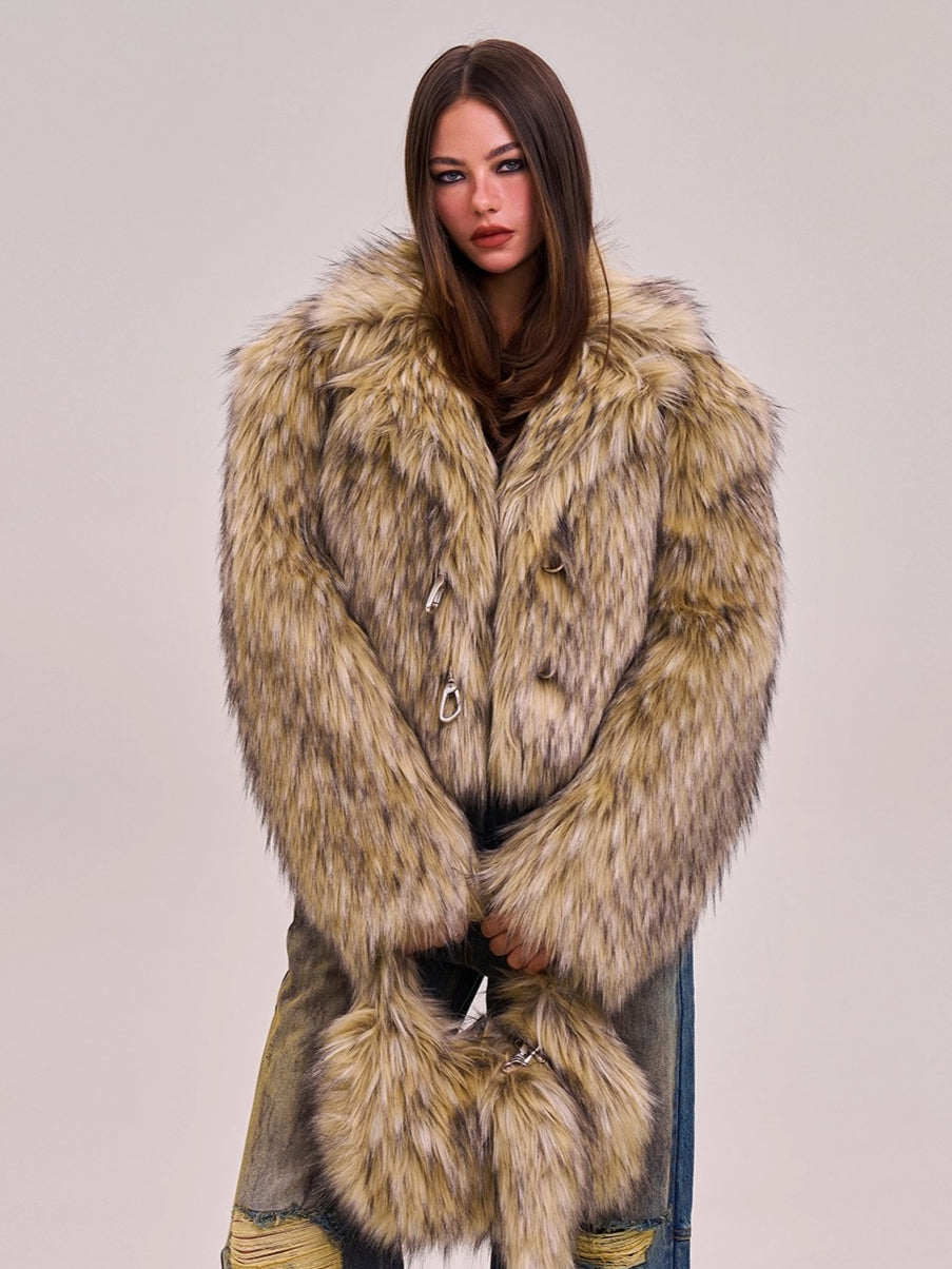 Cross Relic Faux Fur Stone Bag