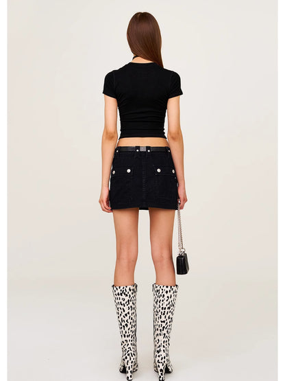 Low Waist Large Pocket Skirt