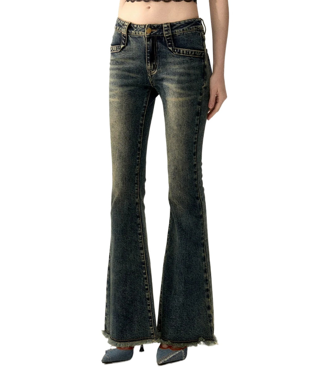 Dark Blue Denim Wide-Leg Pants - CHINASQUAD