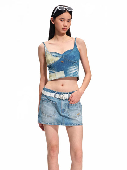 Equestrian Contrast Panel Denim Camisole