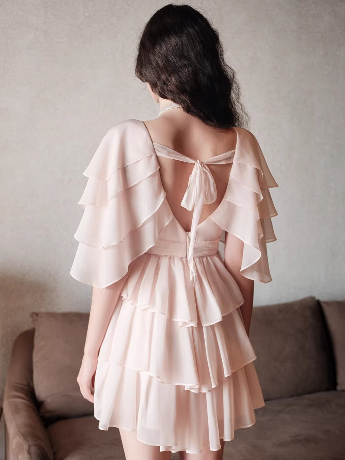 V-Neck Waist-Defined Midi Dress