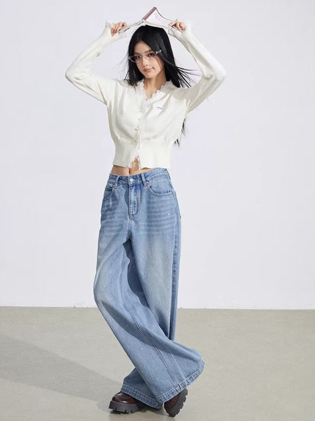 Heart Stud Wide-Leg Jeans