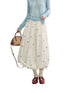 White Heavy-duty Floral Embroidered Midi Skirt Set - CHINASQUAD