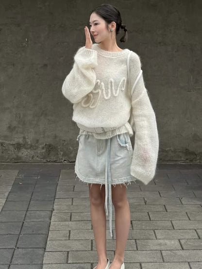 Mohair-Blend Oversized Knit Sweater