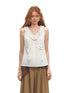 French Ruffle Lace Knotted Flower V-neck Top - CHINASQUAD