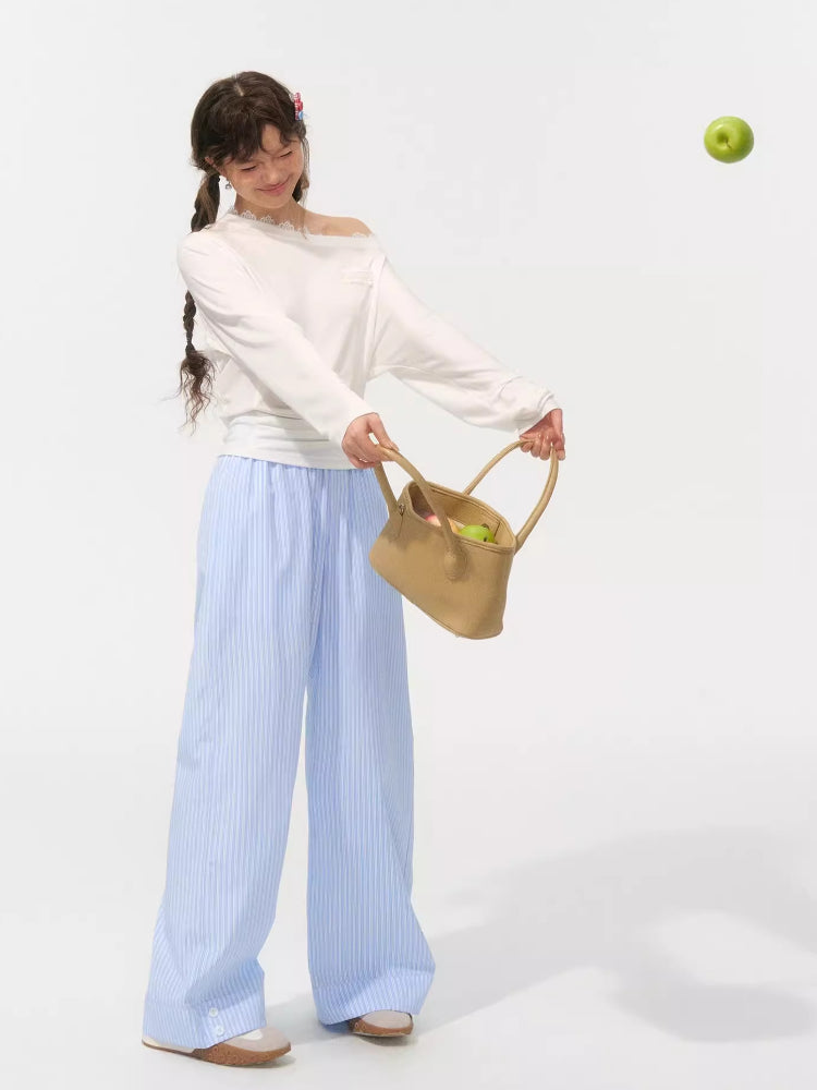 Asymmetric Shoulder Long-Sleeve Top