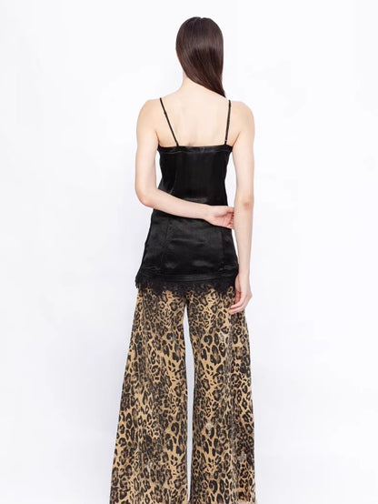 Deconstructed Wide-Leg Denim Jeans