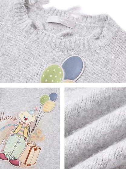 Illustrated Crewneck Knit Sweater