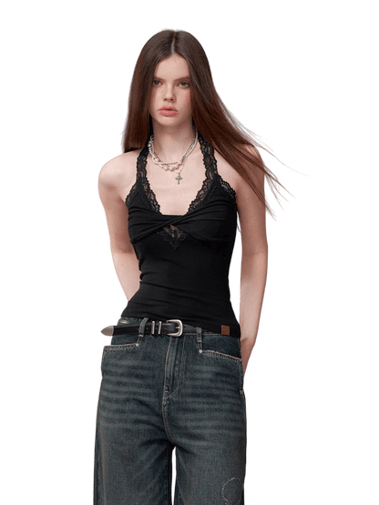 Lace-Panel Halter Layering Camisole