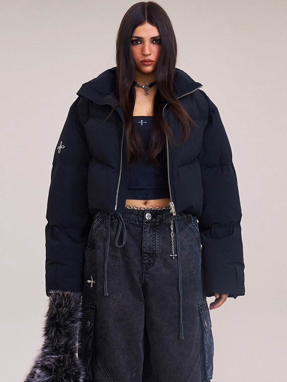 Sculpted Cross Cropped Down Jacket