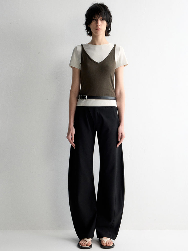 Cross-Design Low-Waisted Casual Pants