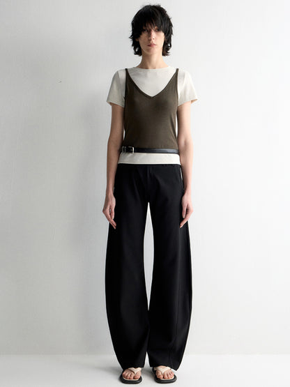 Cross-Design Low-Waisted Casual Pants