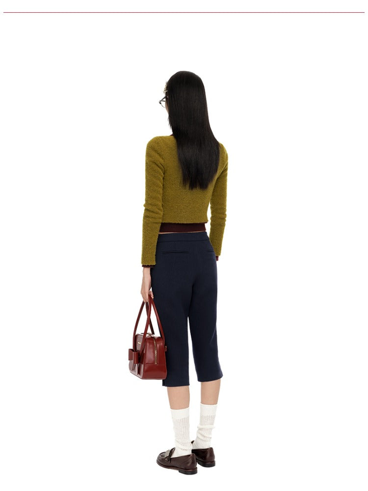 Single-Button Wool-Blend Knit Cardigan