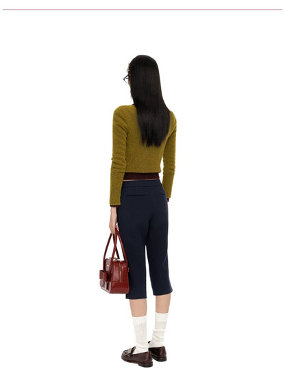 Single-Button Wool-Blend Knit Cardigan