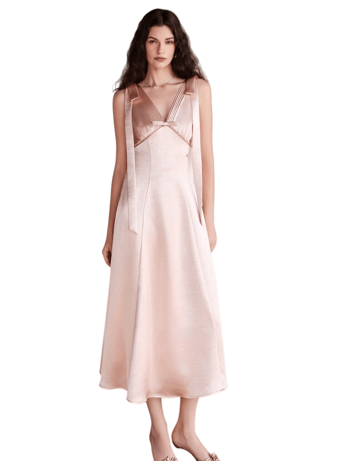 V-Neck Cutout High-Waist Maxi Dress