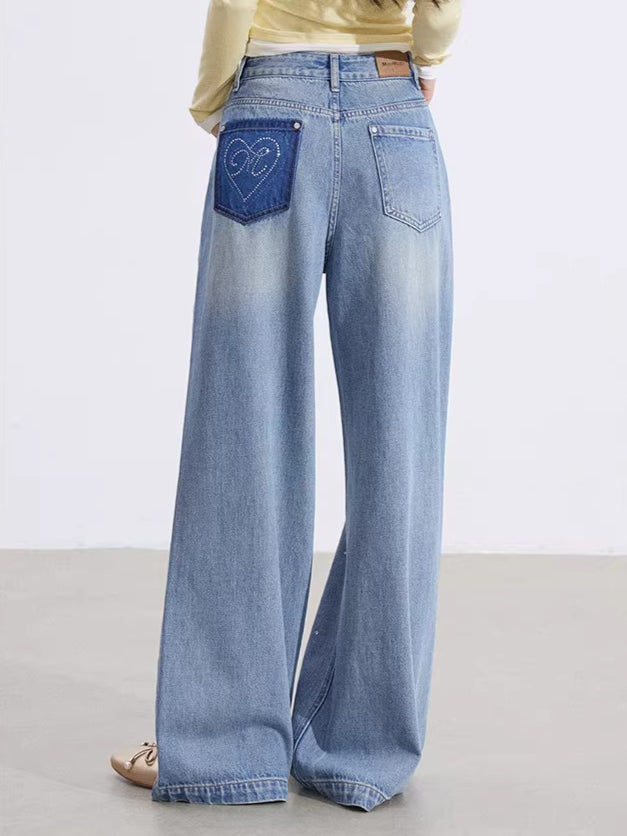 Heart Stud Wide-Leg Jeans