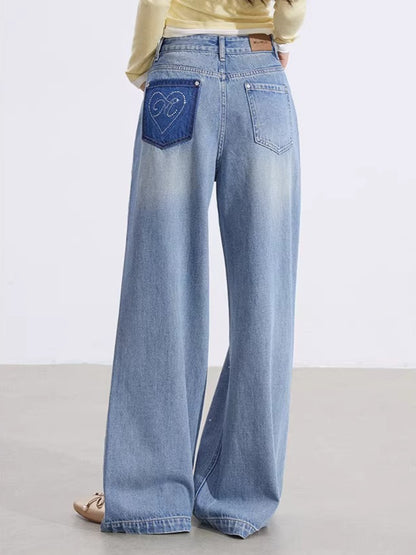 Heart Stud Wide-Leg Jeans