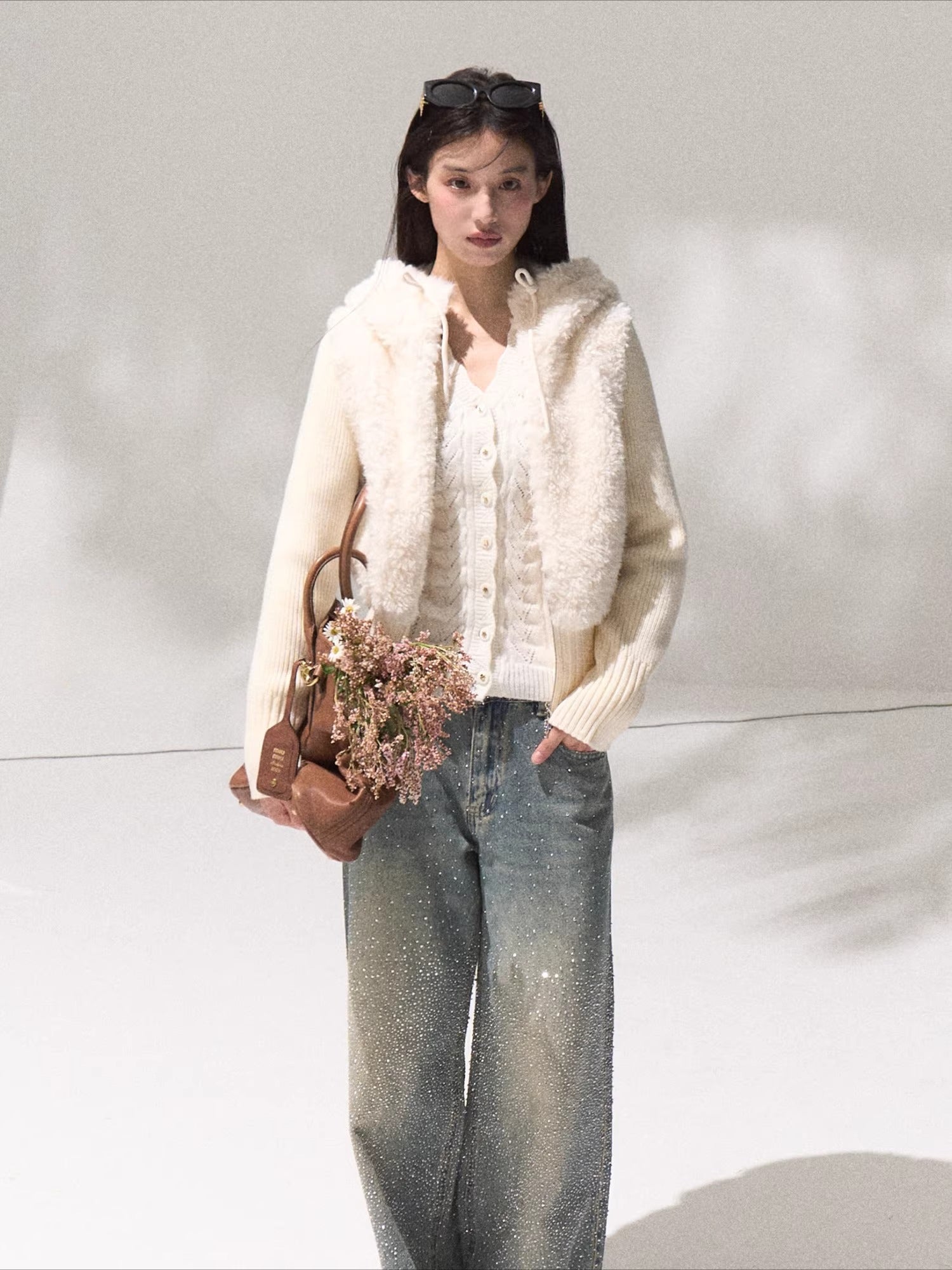 Knit Vest Jacket &amp; Straight-Leg Pants Set