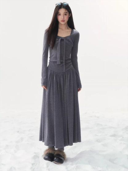 Vintage Waist-Cinched Knit Dress