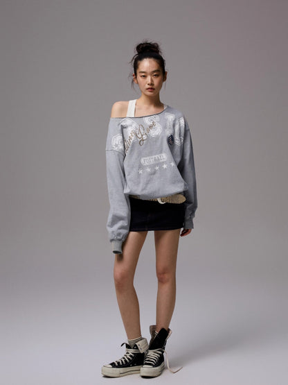 Off Shoulder Letter Print Sweatshirt