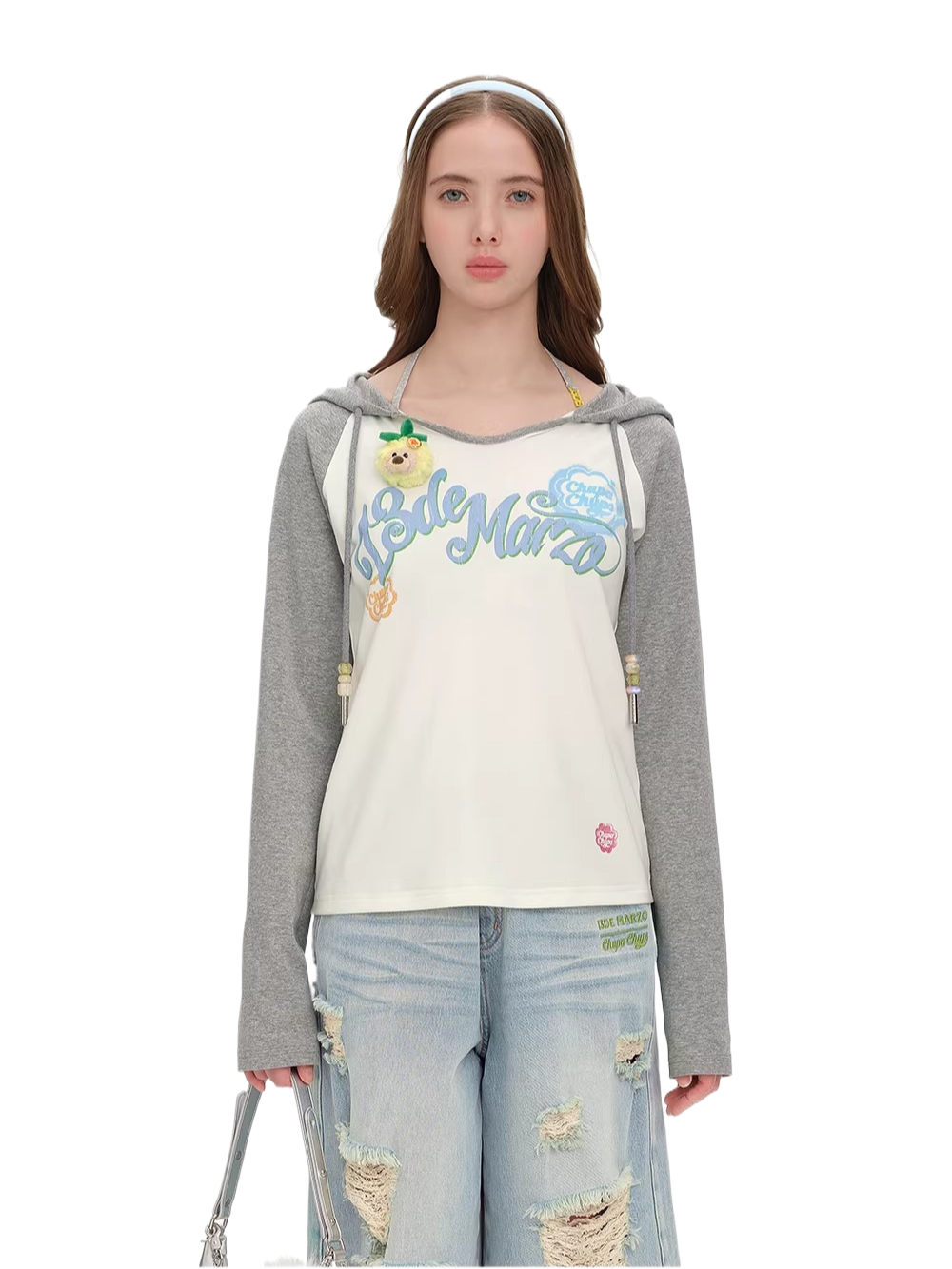 Raglan Sleeve Hooded Long Sleeve Tee