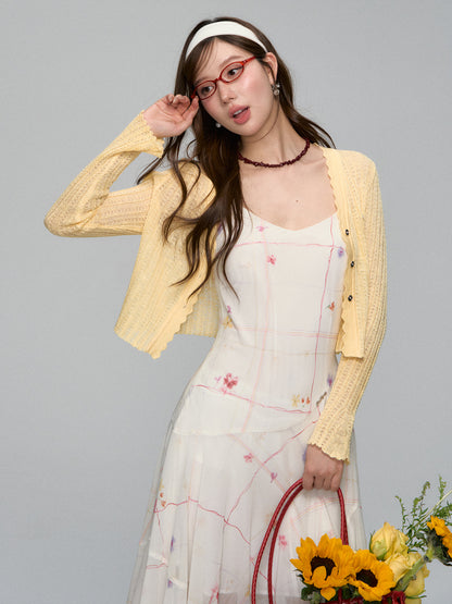 Irregular Floral Chiffon Dress