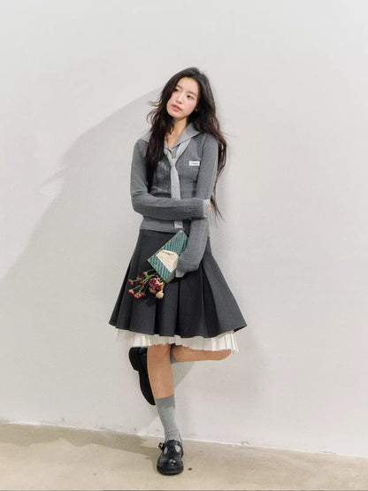 Naval Collar Preppy Girl Knit Crewneck