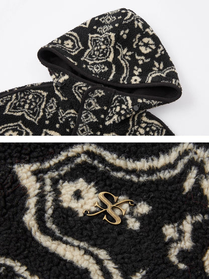 Jacquard Fleece Hooded Casual Jacket