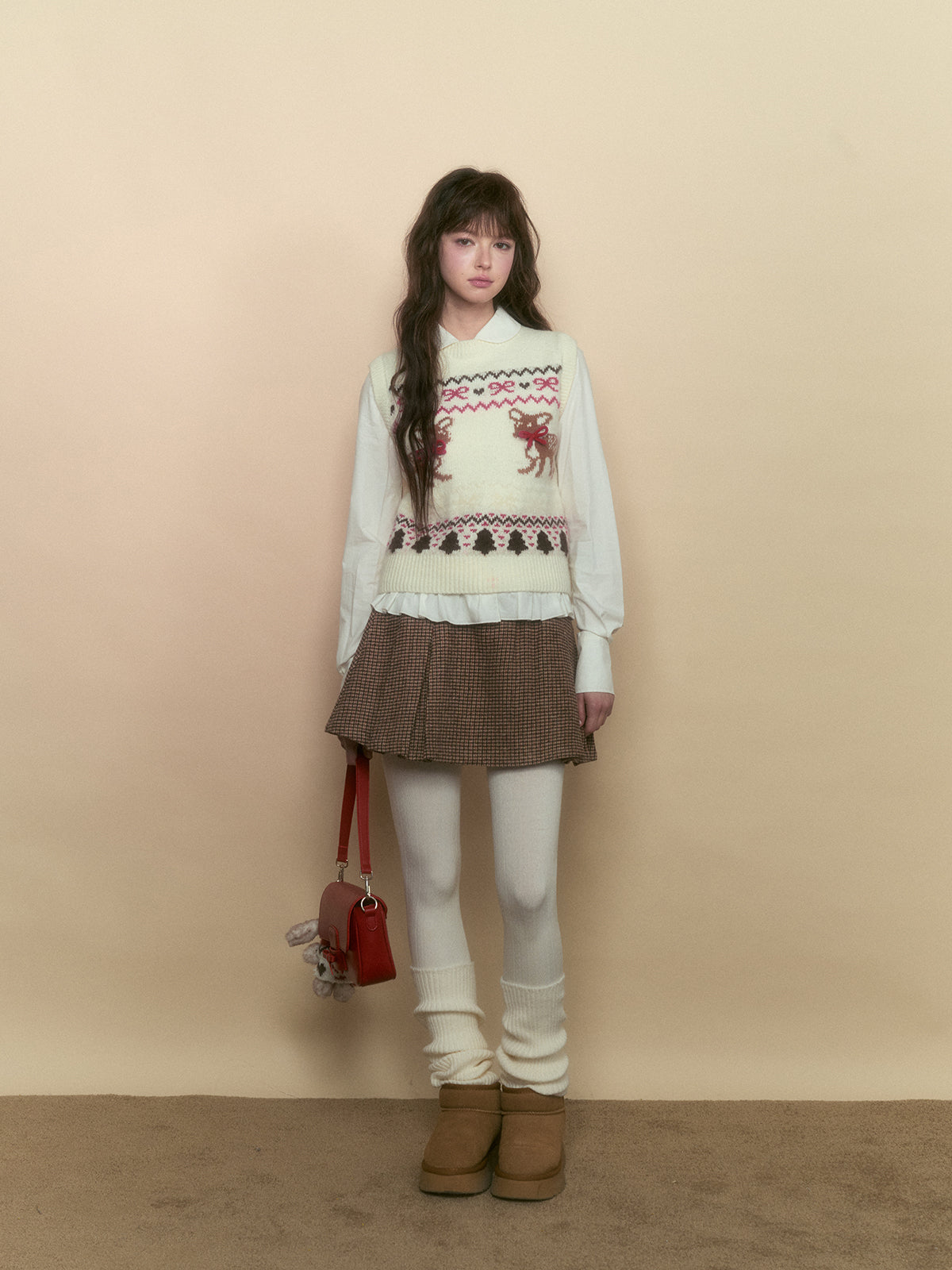 Gray &amp; Brown Wool A-Line Skirt