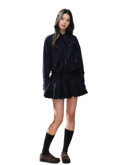 Dark Blue French Shirt Dress