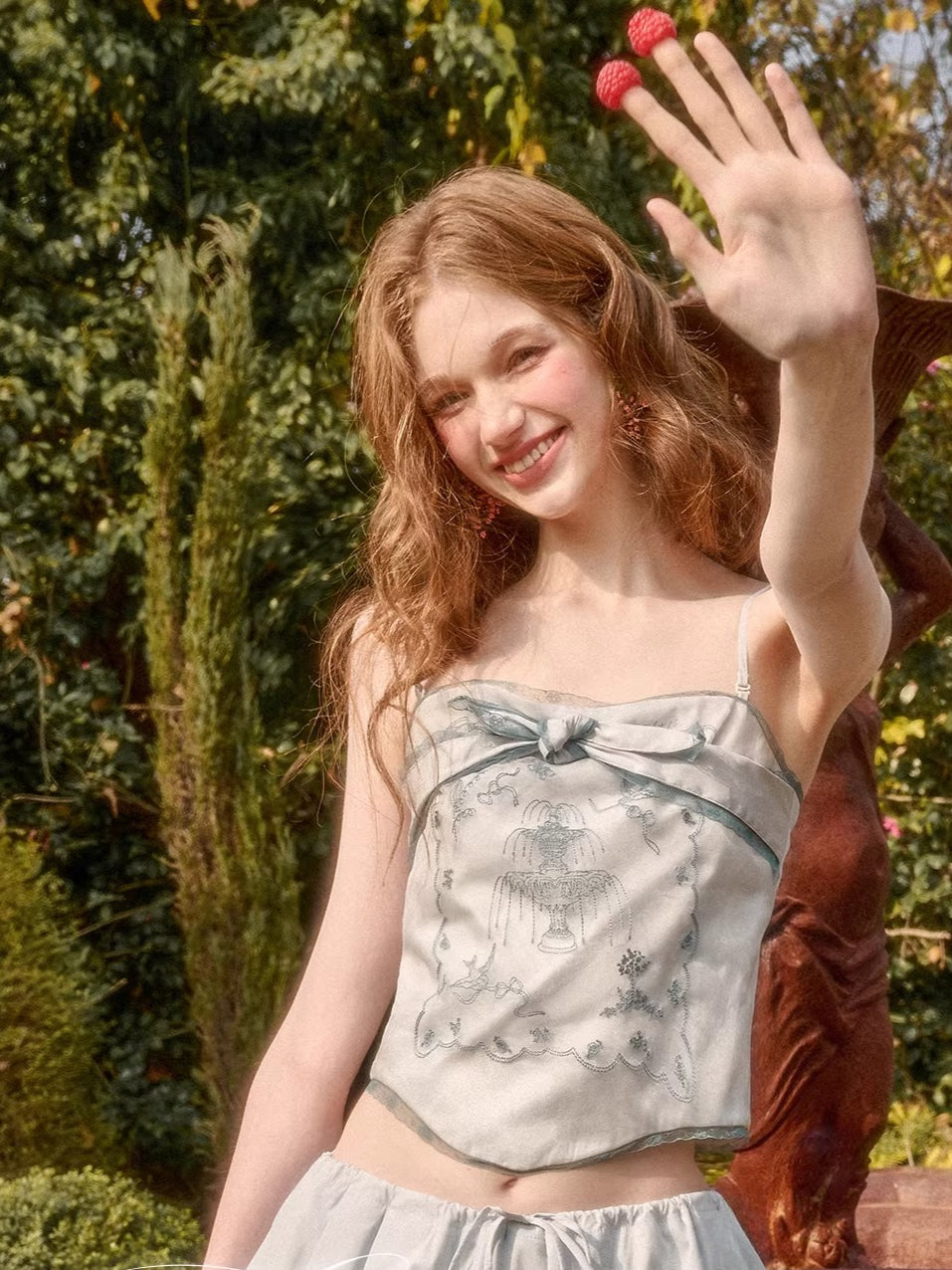 Fountain Embroidered Two-Piece Set