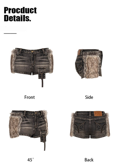 Brown-Black Micro-Stretch Denim Shorts