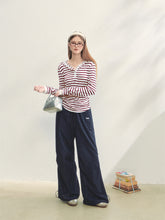 Striped Color-block Lace Spliced T-Shirt - CHINASQUAD