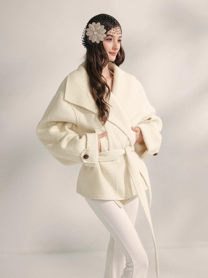 Wool Harmony Double-Faced Short Belted Jacket