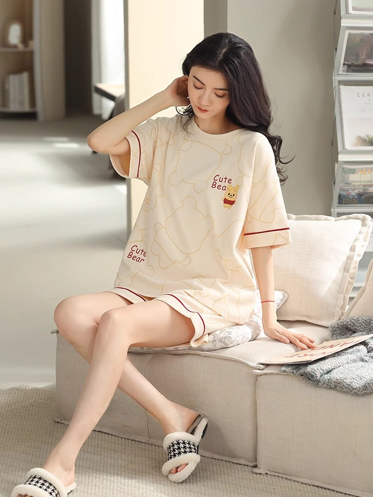 Thin Cotton Short-sleeved Pajamas