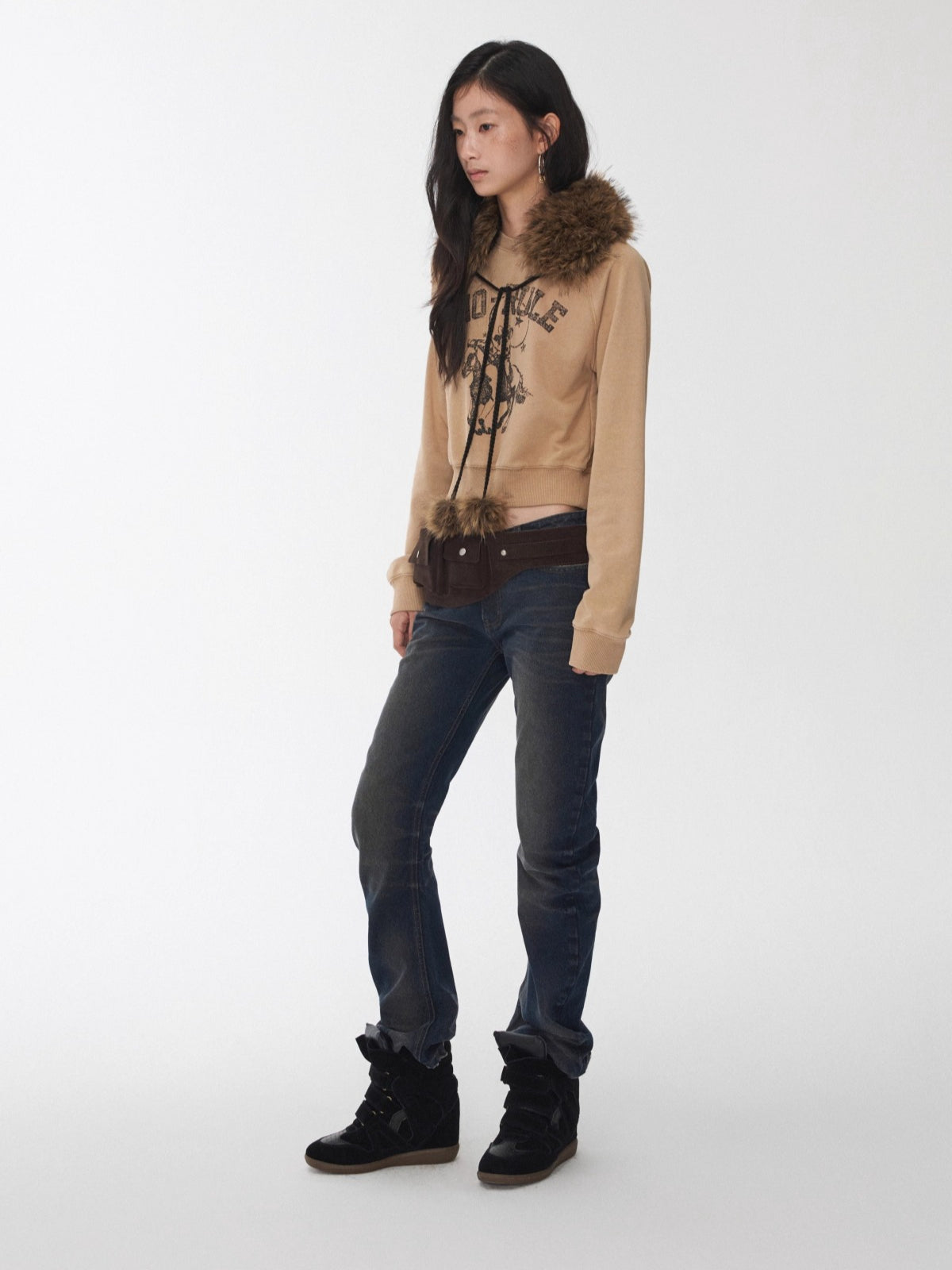 Reversible Faux Fur Pom-Pom Ear Muff Collar