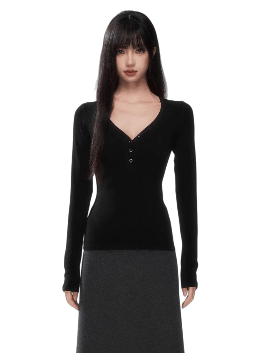 Waist-Cinching Slim-Fit Knit Base T-Shirt