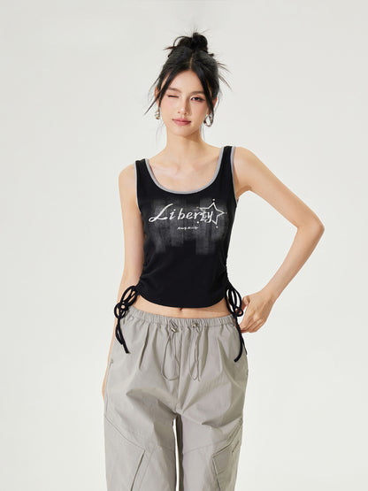 Color-block Tie-up Fitted Tank Top - CHINASQUAD