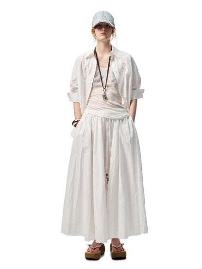Striped Beaded A-line Skirt
