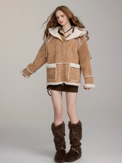 Thick Warm Faux Fur Hoodie Jacket