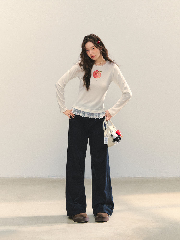 Cross-Stitch Floral Wide-Leg Pants - CHINASQUAD