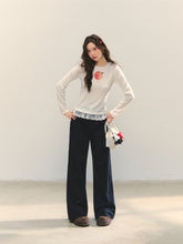 Cross-Stitch Floral Wide-Leg Pants - CHINASQUAD