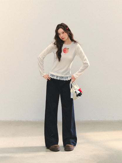Cross-Stitch Floral Wide-Leg Pants - CHINASQUAD