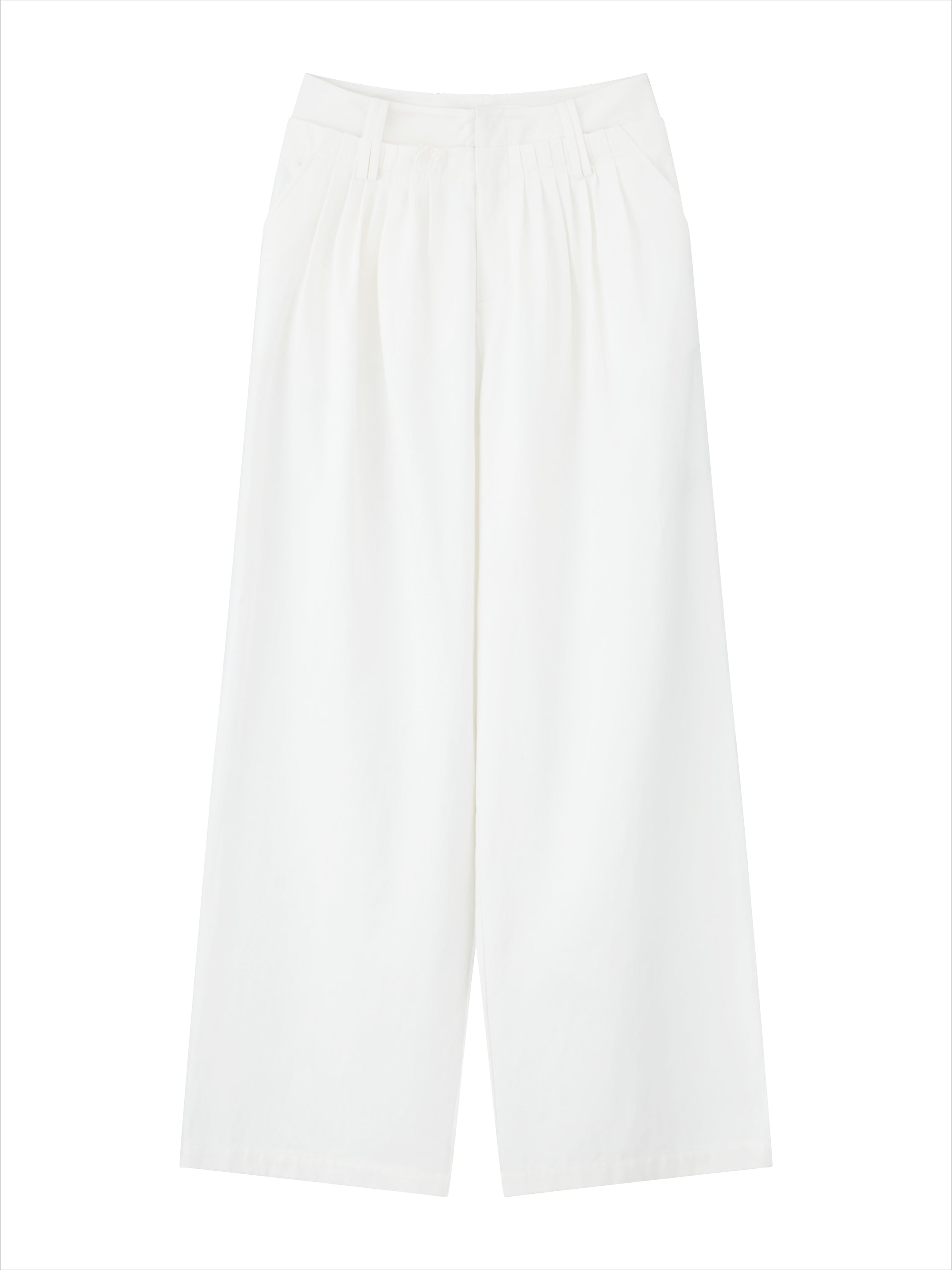 White Lyocell Wide-Leg Pants