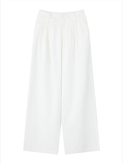 White Lyocell Wide-Leg Pants