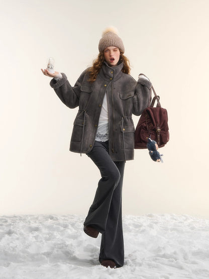 Asgony Asymmetric Layered Flare Knit Pants